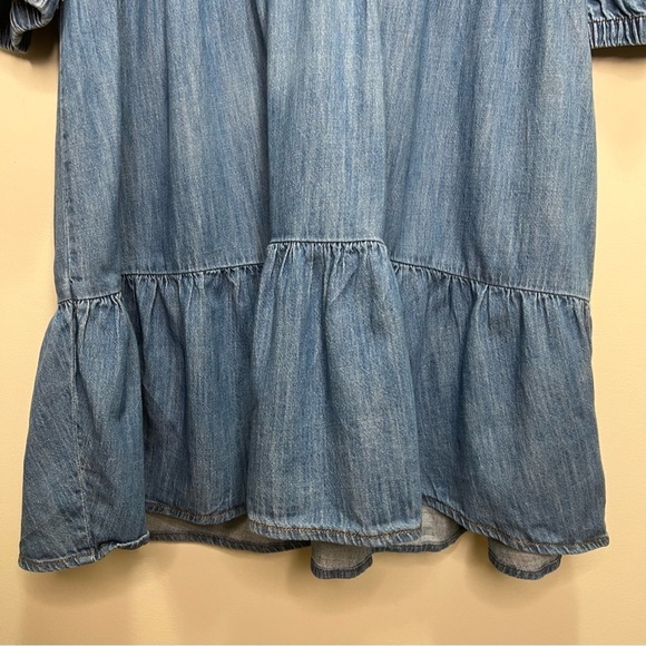 Zara Tiered Denim Mini Dress Loose Flowy Minimalist Feminine Ruffles Size XL - Picture 7 of 9